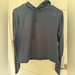 MPG Slate Blue Cropped Hoodie with Drawstring - NWOT